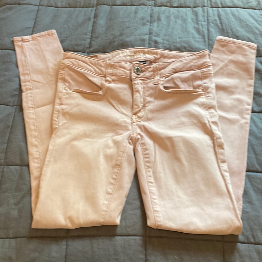 American eagle pink skinny super stretch jeans size 2